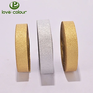 New style wholesale shiny christmas gold glitter ribbon for decoration