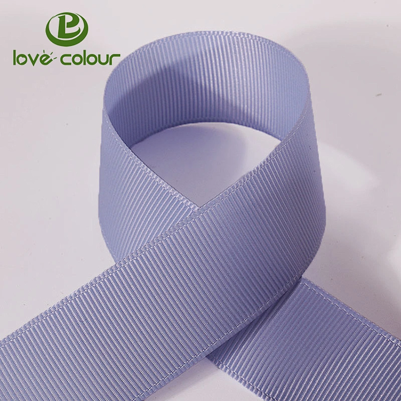 Custom Logo Polyester Grosgrain Webbing Ribbon For Packing Solid Color