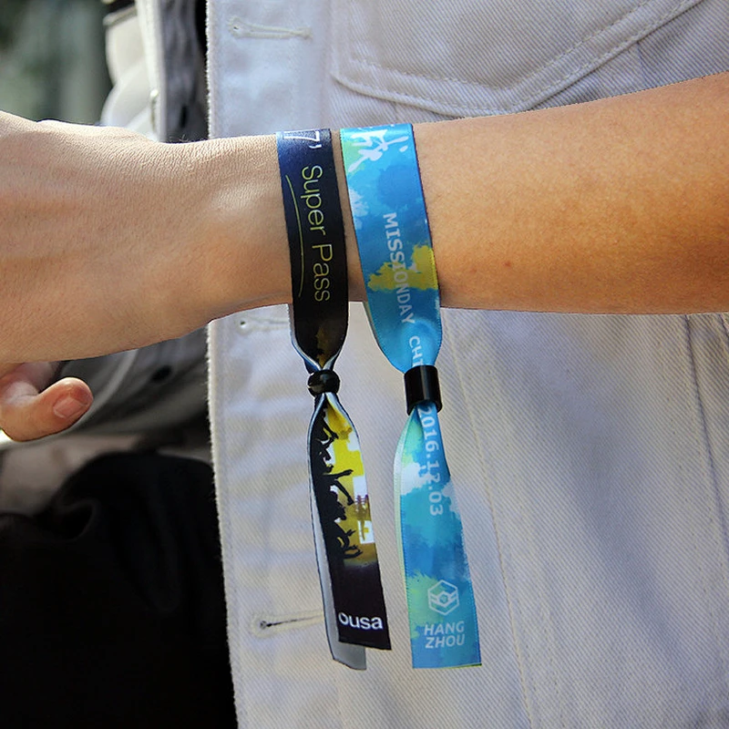 Adjustable plastic clasp cloth logo printing wristband
