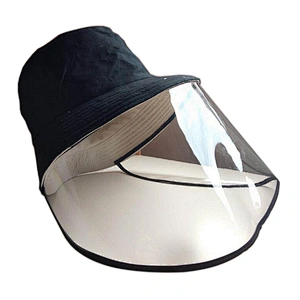 Cotton bucket hats with transparent face shield