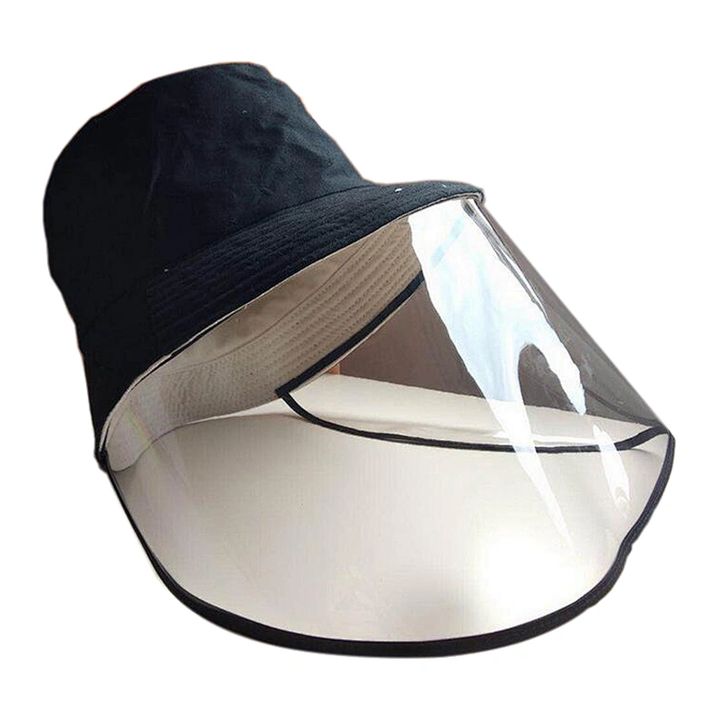 Cotton bucket hats with transparent face shield