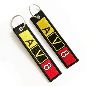 Custom logo embroidered keychain keyring fabric luggage key tags