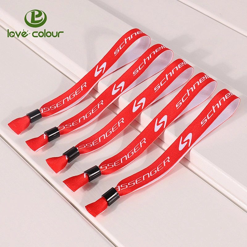 Fashion Polyester Fabric Textile Wristband with Bead Closure for Music Party