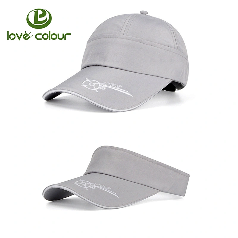 Design your own logo Summer adjustable sports hat women ladies sun visor cap in red