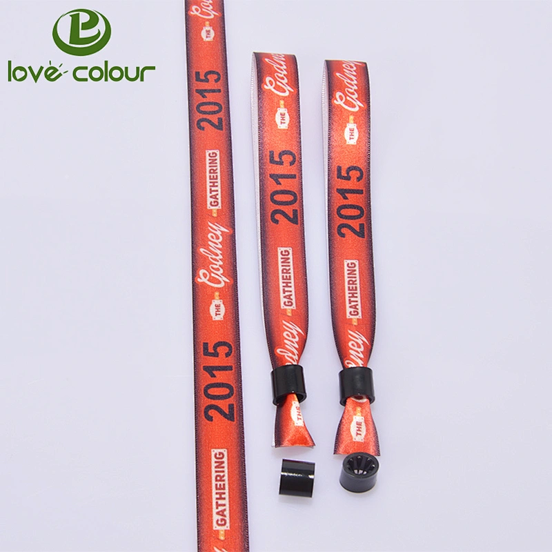 OEM Free Design good quality Customized Logo Event Festival Ribbon Satin Bracelet Fabric Wristband