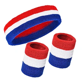 High Quality Custom Logo polyester Fabric Plain Elastic yoga Sport Headband Sweatband Set