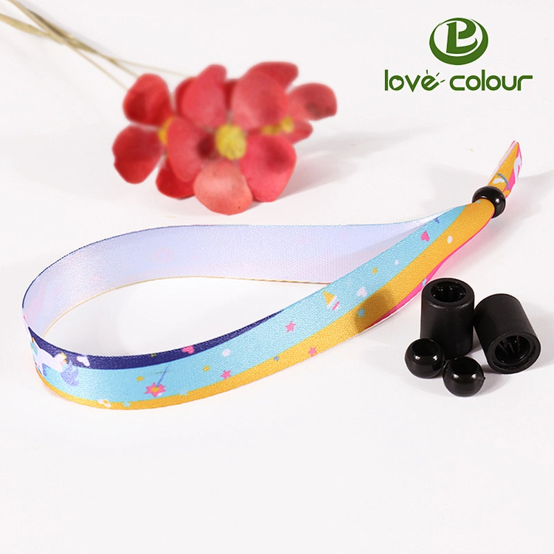 Polyester Plastic Sliding Lock Printed Event Personalised Festival Wristbands