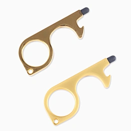 Wholesale edc hygiene hand touch tool brass key no touch door opener keychain