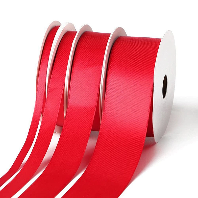 Factory custom high quality beautiful colors polyester double face satin ribbon for wedding