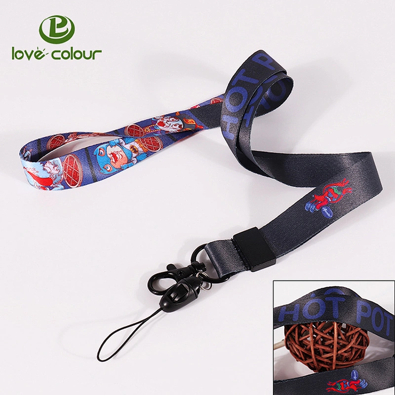 Custom polyester sublimation lanyards with mobile strap