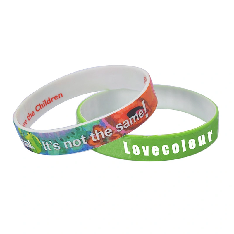 Custom Personalised Design Printed Silicone Wristbands Dual Color