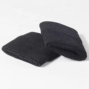 Custom Cotton Material Elastic Sweatband Black Sweat Wristband for Sport