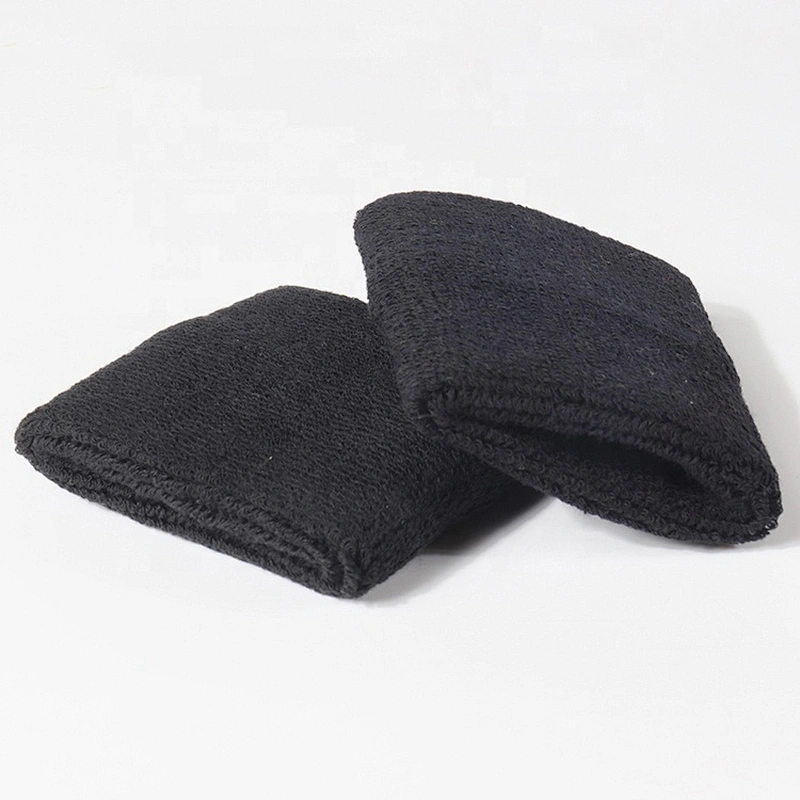 Custom Cotton Material Elastic Sweatband Black Sweat Wristband for Sport