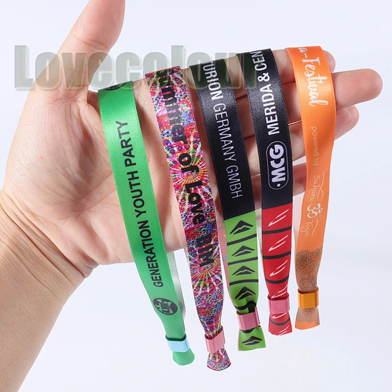 Decorative Gift Polyester Ribbon Satin Wristband Bracelet with Printing