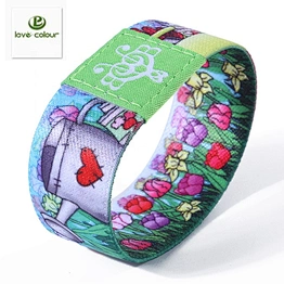 Custom sublimation elastic wristband fashion printed polyester elastic wrist band bracelet