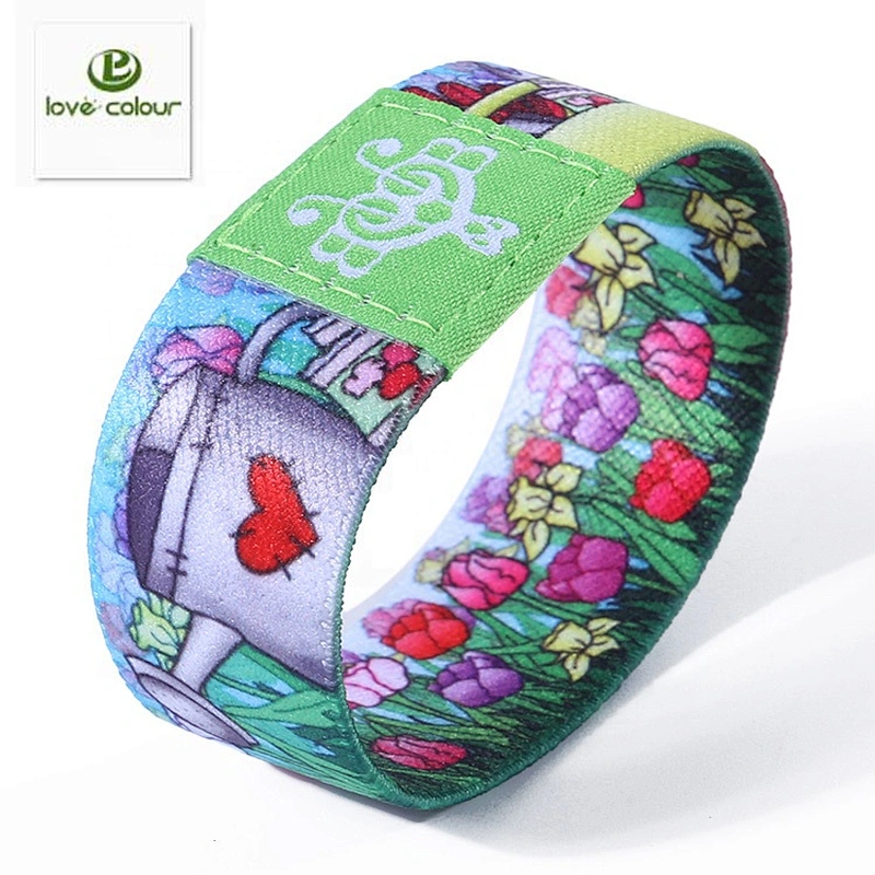 Custom sublimation elastic wristband fashion printed polyester elastic wrist band bracelet