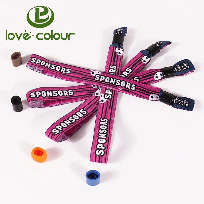 Custom Fabric Cloth Woven Wrist Band In China Non Removable Polyester Wristband