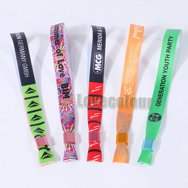Custom colorful printed Satin Ribbon Wrist Band For Your Event