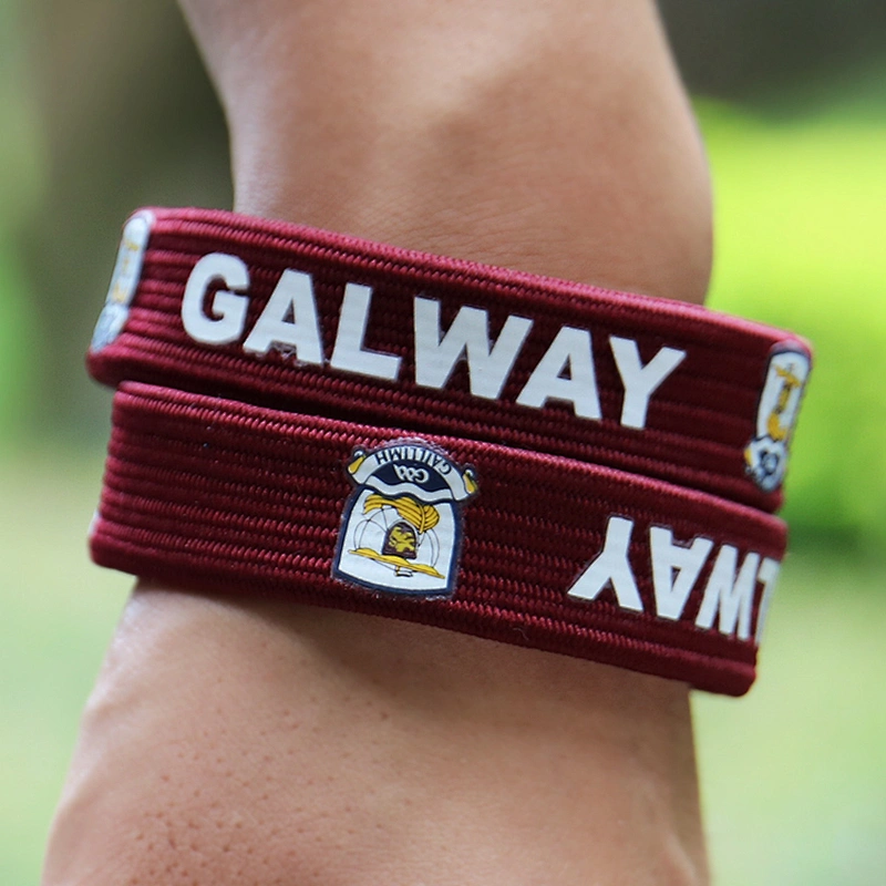 Custom made polyester elastic ribbon bracelets wristband