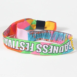 Custom cheap polyester fabric fashion red woven bracelet wristband
