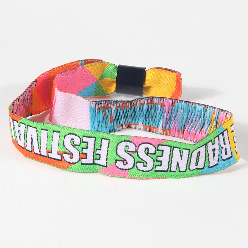 Custom cheap polyester fabric fashion red woven bracelet wristband