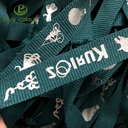 Custom made polyester ribbon with silkscreen printing logo for lanyard