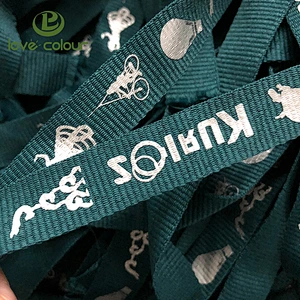 Custom made polyester ribbon with silkscreen printing logo for lanyard