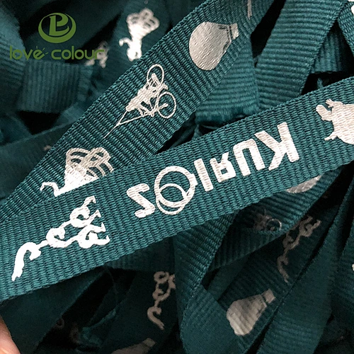 Custom made polyester ribbon with silkscreen printing logo for lanyard