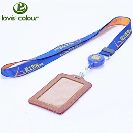 Wholesale cheap custom ID card badge holder laynard with woven logo