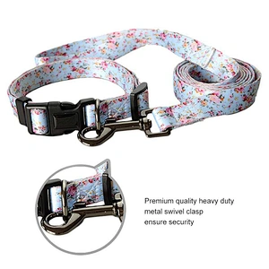 High quality polyester running pet dog collar and leash set