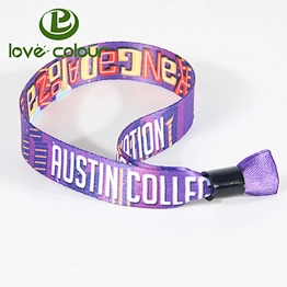 Popular polyester printing custom logo wristband for event one time use