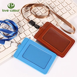 Customized business exhibition pu ID name tag card holder for staff / worker