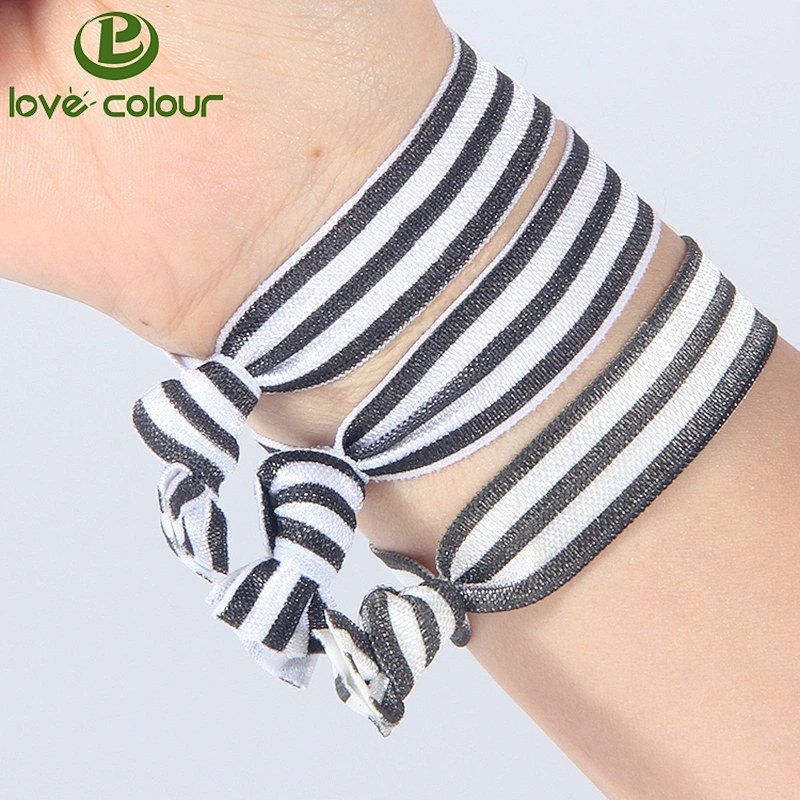 Custom grey color polyester elastic ribbon hair ties hair band