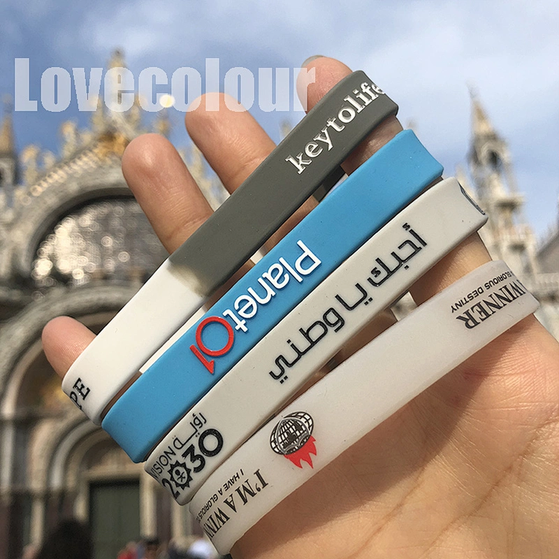 Silicone rubber wristband bracelets custom with your logo