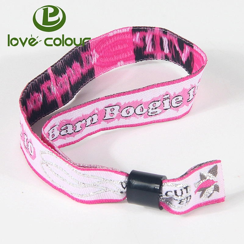 Custom made polyester wristbands bracelet with plastic lock for sale