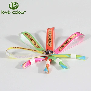 Custom full color printing satin ribbon wristband for one time use