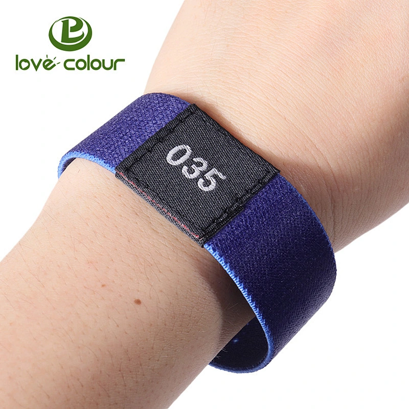 Soft eco-friendly custom polyester elastic wrist band with number for party