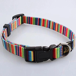 Polyester printing dog collar with metal D-ring and super strong plastic side release buckle