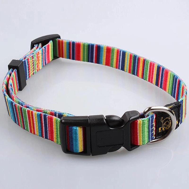 Polyester printing dog collar with metal D-ring and super strong plastic side release buckle