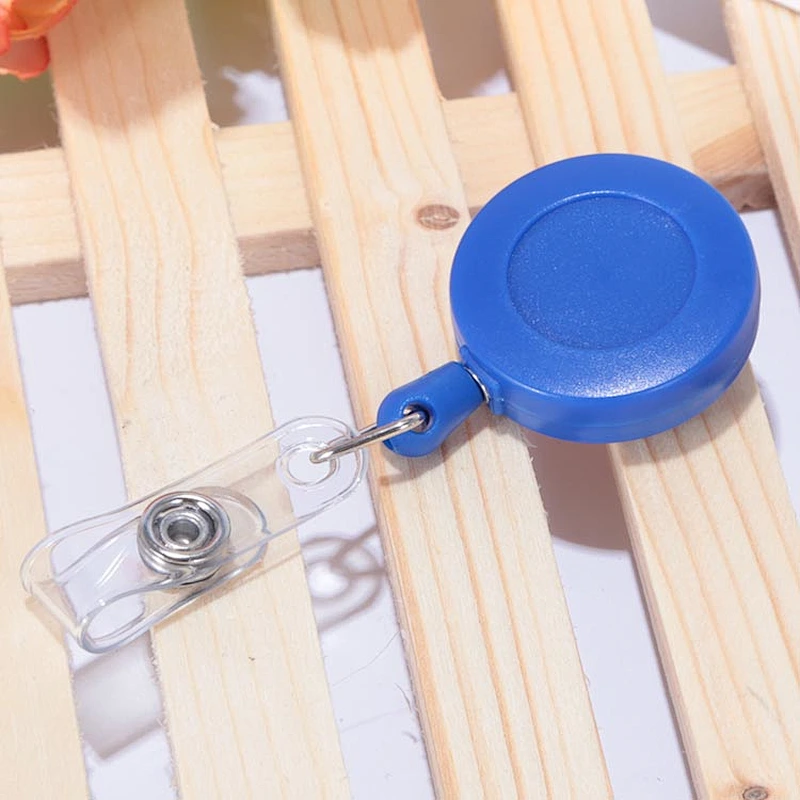 Custom Dark Blue Reel ID Badge Retractable Buckles