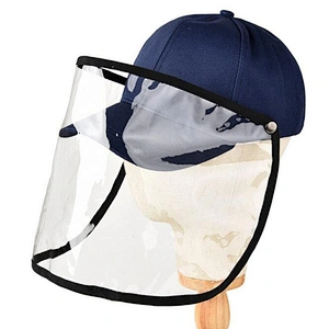 Custom cotton outdoor dust sun protection hats baseball caps with transparent face shield