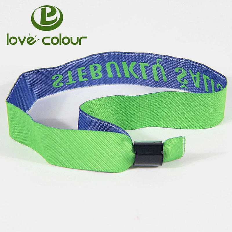 Custom made event tickets polyester wristbands with sliding fastener