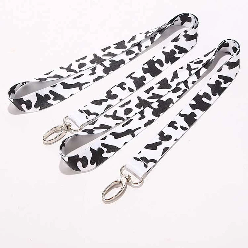 Free sample popular custom cheap polyester printed cow printed lanyard
