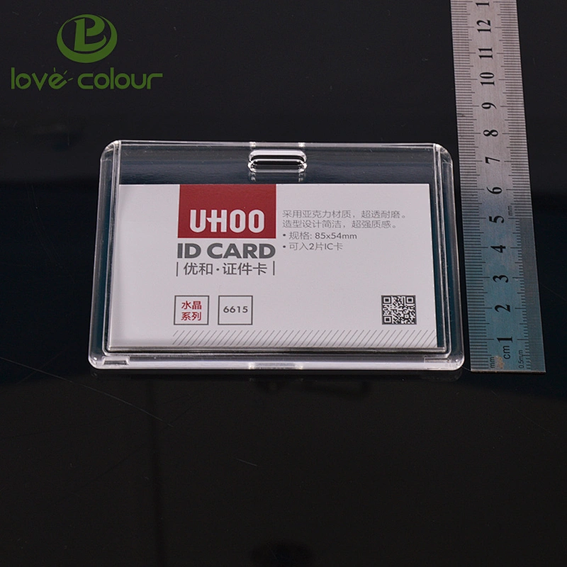Custom Office School Exhibition Employee Transparent Acrylic Business Id Badge Card Holder