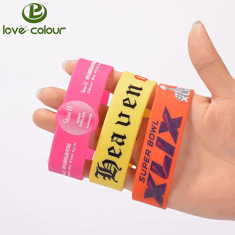 Custom multi-color silicone bracelet with printed text