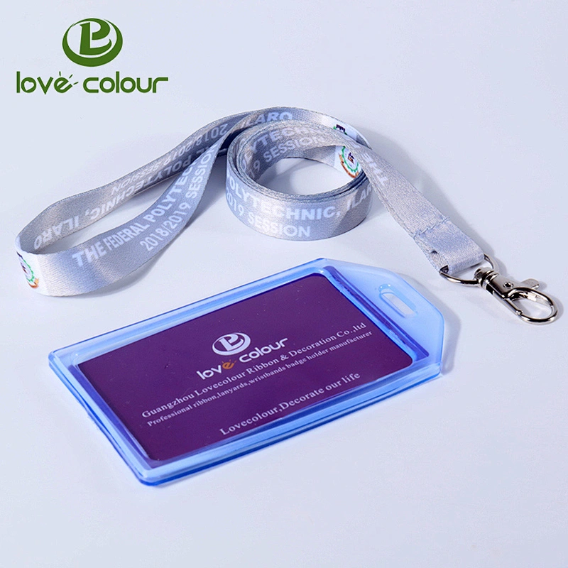Vertical Or Horizontal Plastic Thick Soft PVC ID Name Card Holder with Lanyard Promotion