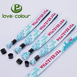 Customized souvenirs printed polyester fabric bracelets wrist band with plastic lock