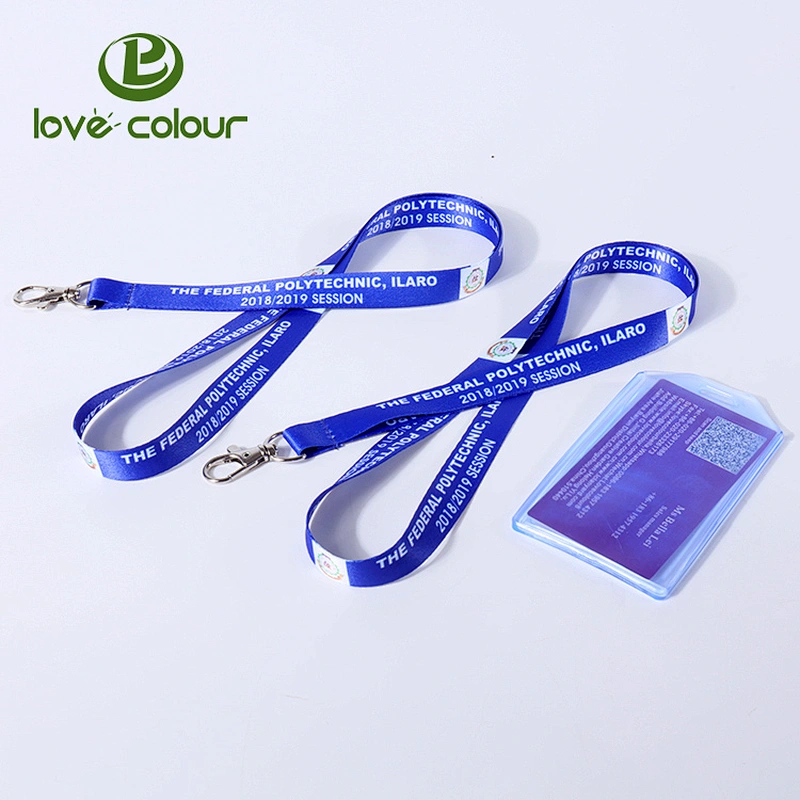 Custom Plastic Business Work ID Card Badge Holder Polyester Strap Lanyard Rope