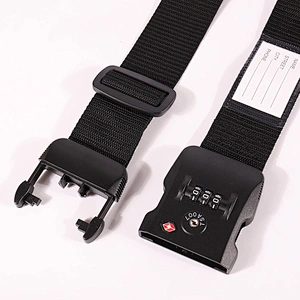 Custom personalized polyester black luggage strap for promotion
