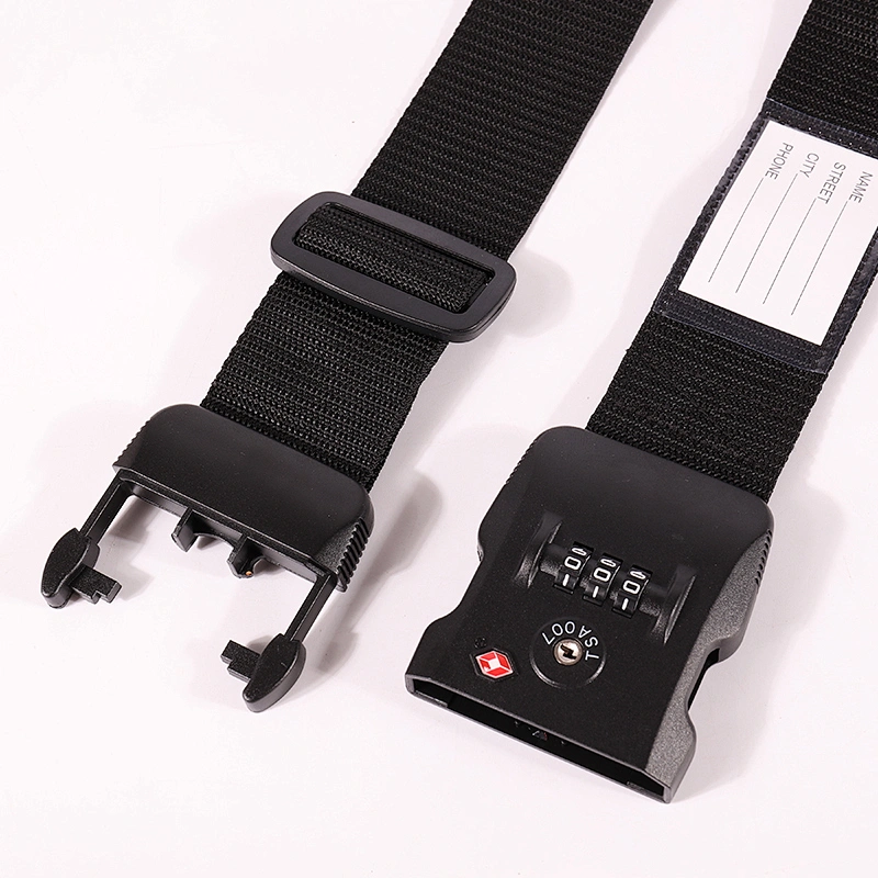 Custom personalized polyester black luggage strap for promotion